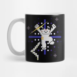 Cat Lightning Retro Gaming Blue Mug